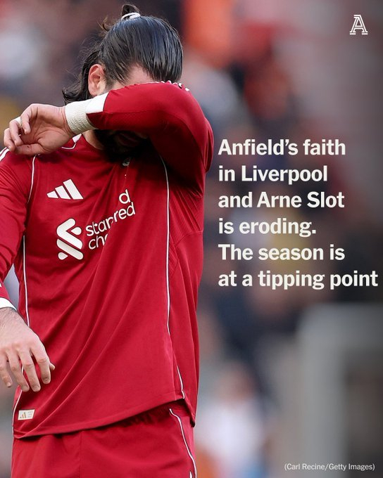 利物浦安菲尔德信任危机浮现 斯洛特面临赛季末