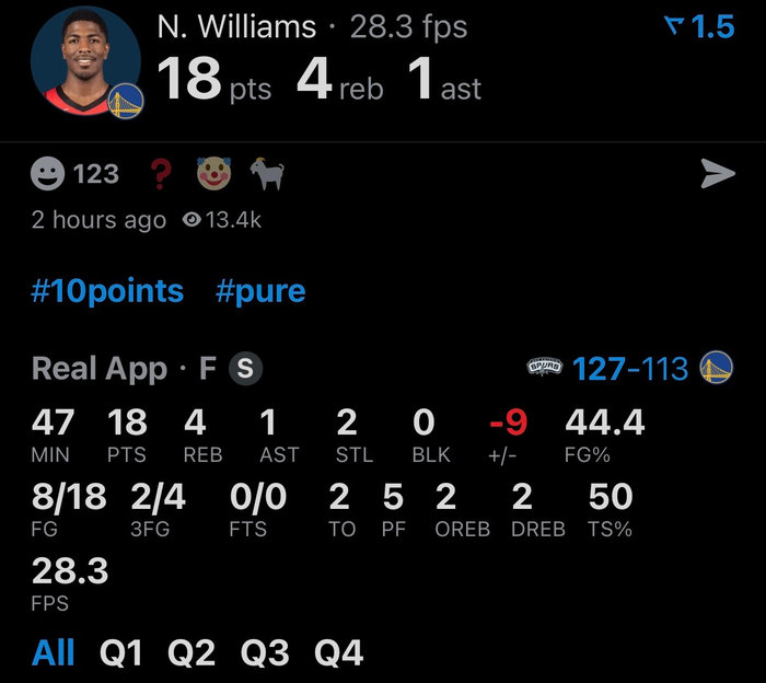 勇士新星内特·威廉姆斯创常规赛47分钟出场纪录