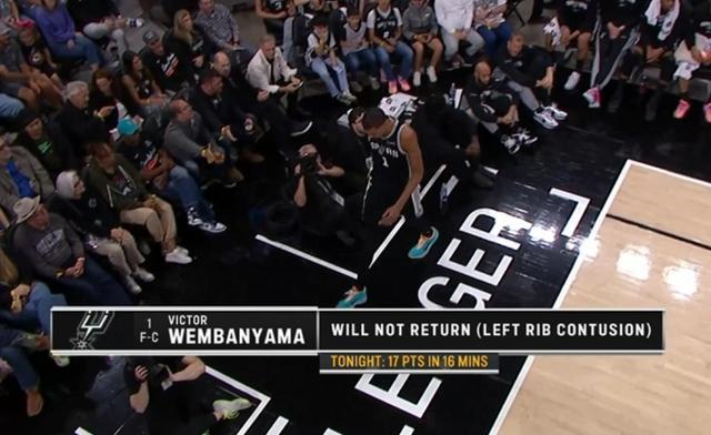文班亚马肋部挫伤休战 65场规则令球星伤后难退